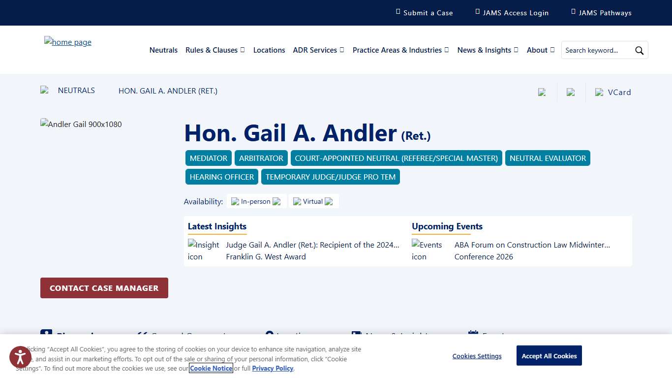 Hon. Gail A. Andler (Ret.), JAMS Mediator and Arbitrator